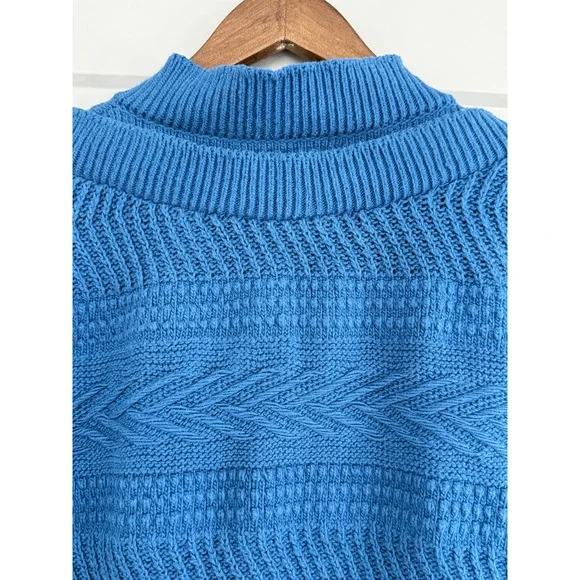 Vintage 1990s Stella McCartney Cerulean Blue Peplum Cardigan Short Sleeve Sz 40